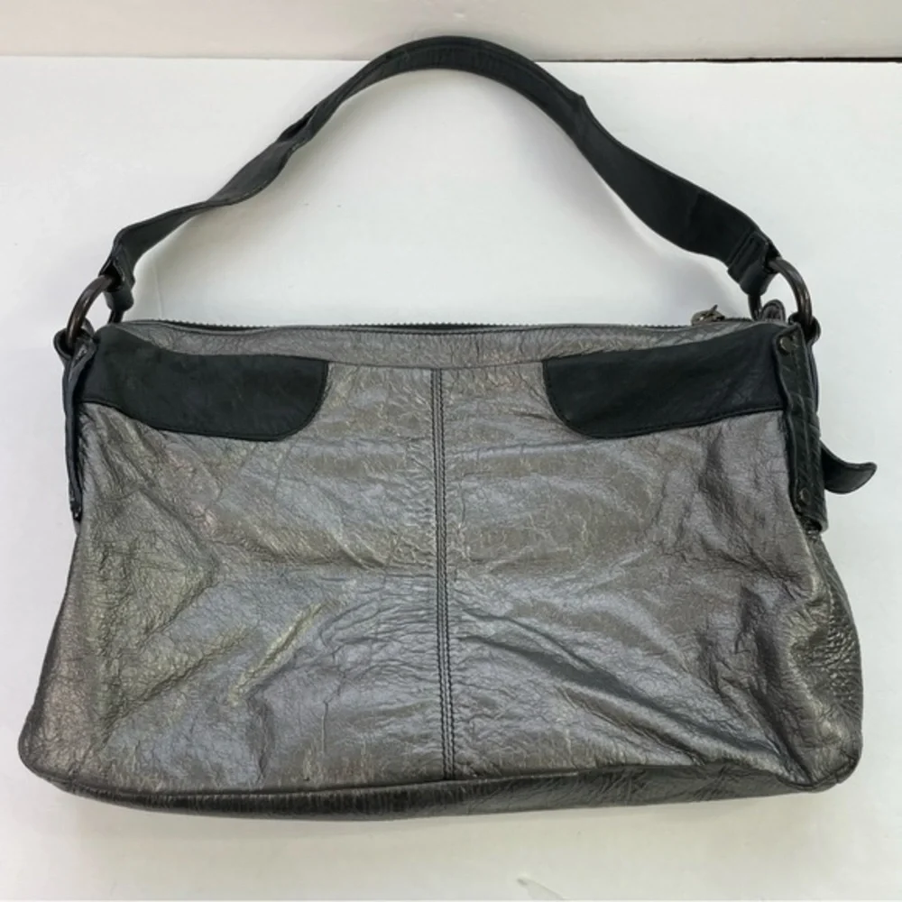 BCBG MAXAZRIA Metallic Silver Pewter Shoulder Bag‎